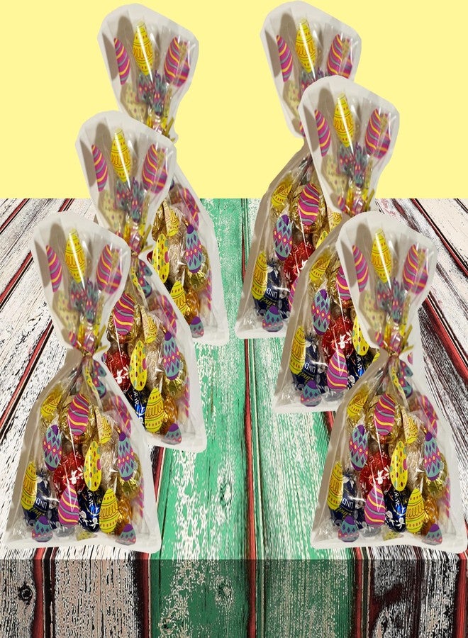 BASHOUT 100 Easter Cellophane Treat Bags, Colorful Egg Pattern, Ties are Included, Clear Bags Perfect for Candy, Colorful Easter Baggies - Image 3